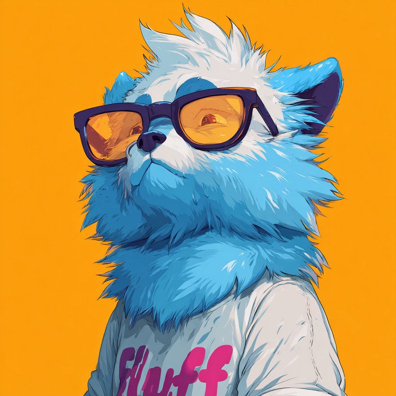 McFluff in orange shades and a pink Fluff shirt